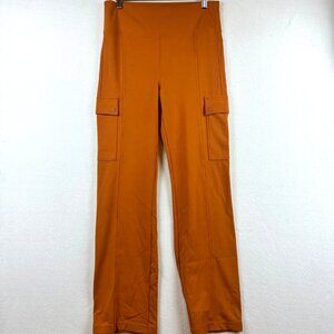 Athleta Delancey Cargo Pants Women M Orange Straight Leg Athleisure Active Yoga